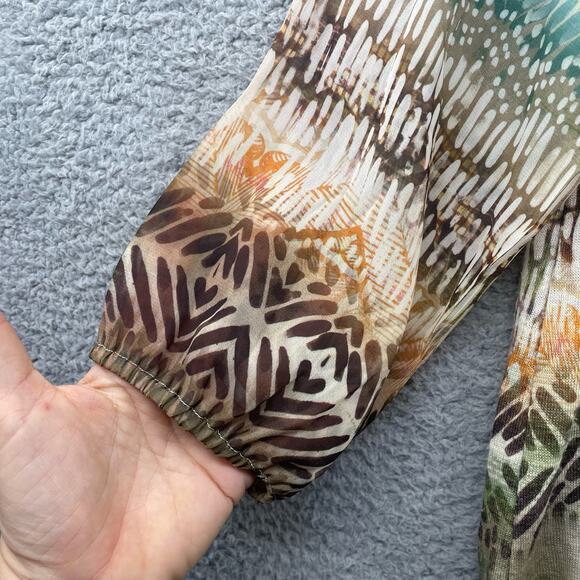 CHICO'S Boho Top Women's 0 Small Abstract Artsy Print Casual Lightweight - Picture 6 of 10